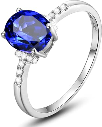 KnSam 18K Gelbgold Solitärring, Lab Created Saphir 1.9ct Oval Klassiker Trauringe Au 750 Echte Goldschmuck, Gr.63 (20.1)