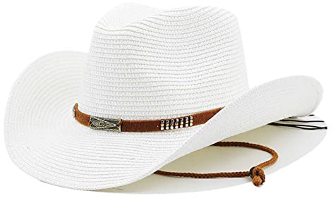 Sombrero Vaquero Occidental Hombre Mujer Sombrero de Cowboy Western Cowgirl Hat Paja Panamá con Banda Sombrero de Playa Sombrero Visera de Verano