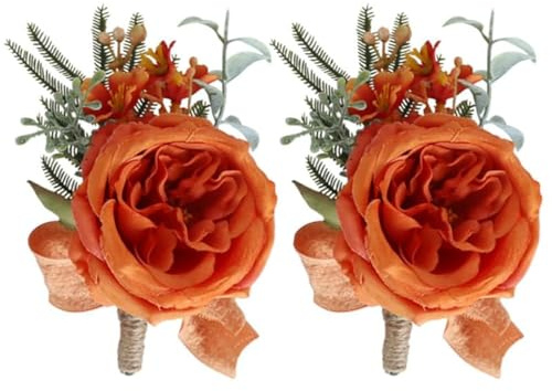 Künstliche Rosen-Ansteckblume mit Eukalyptus, für Herren, Hochzeit mit Nadeln, 2er-Set, Bräutigam und Trauzeugen, Boutonniere für Hochzeitszeremonie, Jahrestag, Dinner-Party, Abschlussball, Blumen