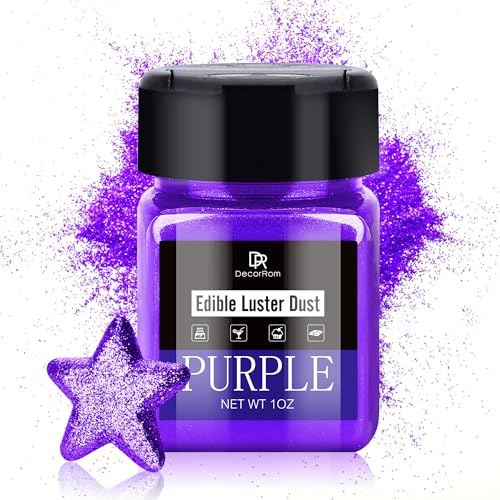 Essbarer Glitzer - 30g Essbarer Glitzerstaub Glitzerpulver für Backen, Getränke, Kuchen - Metallisch Pulver Staubpulver Lebensmittelfarbe zum Dekorieren von Lebensmittel, Cocktail, Keksen (LILA)