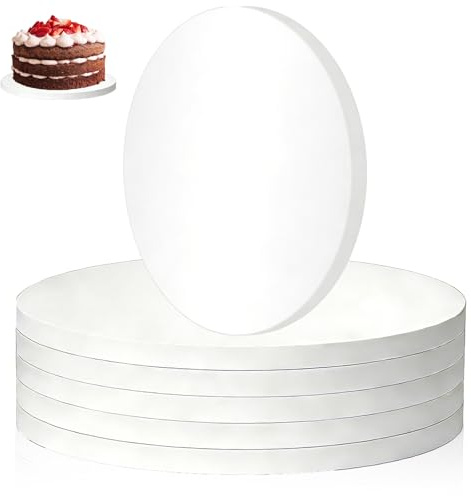 6 Pcs White Cake Board 10 Inch, Round 10 Inch Cake Board 12mm Thick, Sturdy Cardboard Cakes Base for Cakes Decorating Baking Display, Decorating Birthday Party (White)