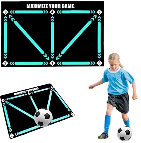 90x60cm Football Training Mat, Footstep Training Equipment Anti-Skid Carpet for Ball Control Practice Soccer Sports Improve Skills for Boys Coach Kids Adults(Training Mat) (A)