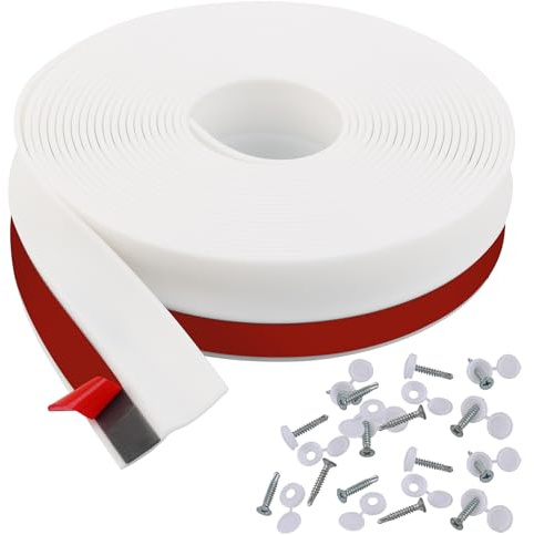 Taaizau 10m Universal Garagentor Dichtungsstreifen oben und an den Seiten, wasserdicht, selbstklebend, professionelle Abdichtung, inklusive 40pcs Schrauben, Weiß