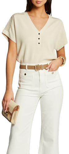 Morgan Femme Pull Manches Courtes col V Blanc Taille S