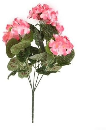 Homefurnishmall Künstliche Geranie Blumen Pflanze Seidentuch Kunststoff Eisendraht Elegante Dekoration (Rosa)