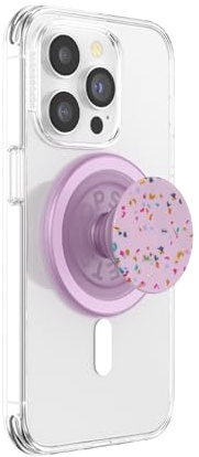 PopSockets Phone Grip for MagSafe, Magnetic Holder, Phone Stand, Pink - Circus Regrind Sugar Plum