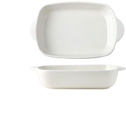 XXAD553TY Pirofila Formaggio Riso al Forno Teglia Forno Utensili Speciali Ciotola in Ceramica Piastra Rettangolare A Doppio Orecchio for Microonde Pirofila in Ceramica(Bianco,11inches)