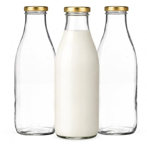 1000ml Glass Milk Bottles with gold caps | Juice & Beverage bottle | Reto Milk Bottle for Weddings | J&B (6)