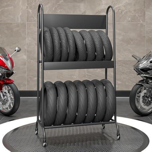 KK-GGL Motorrad -Reifenregal, Rolling Bike/Motorcycle -Reifen -Lagerregal, Mobiler Motorrad -Display -Ständer Mit Rädern, Professionellem Fahrrad Reifenregal, Professionelles Motorradrad -Lagerregal