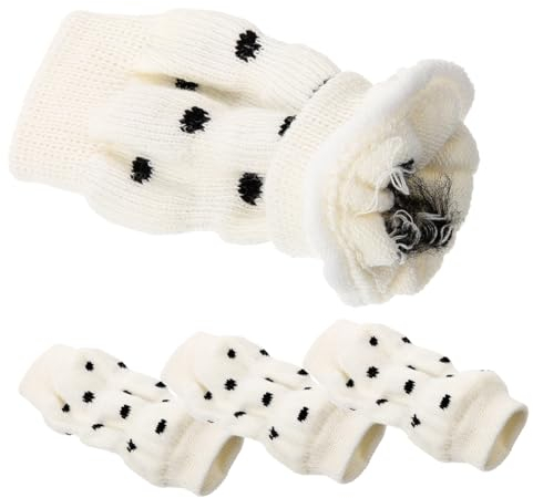 COSMEVIVI 4stücke Teiliges Hundebeinschutz Weiß Mit Punkten Elastische Warme Beinwärmer Aus Wiederverwendbarem Material Schützende Hundebeinsocken Gegen Schmutz Und Kälte Geeignet Für Kühle