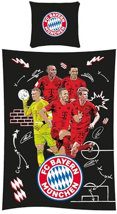 FC Bayern München I Bettwäsche Player I Spieler I 2024-25 I Schwarz I 135x200 cm I Fußballfan I Bundesliga