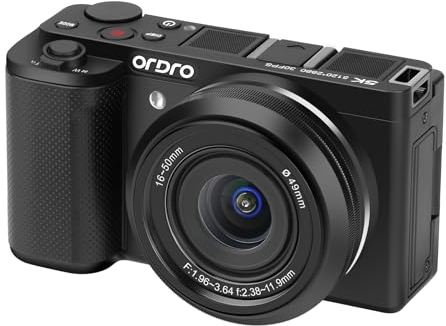 ORDRO Fotocamera digitale G930 Mirrorless Vlog Camera 64MP lenti F/1.96-3.64 16-80 mm touch screen 3.2 4K 30fps video FHD 60 mm autofoco scheda 64GB (nero)