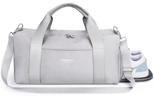 Borsa Palestra Donna & Uomo,Adulti Borsa Sportiva con Porta Scarpe e Tasca Umida da Viaggio, Sport, Fitness, Piscina(Grigio,19 Size(49 CM))