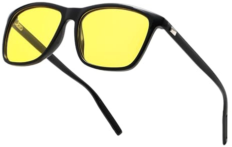 D Lolylad Occhiali da guida notturna per uomo e donna, lenti polarizzate anti abbagliamento, per visione notturna, Nero