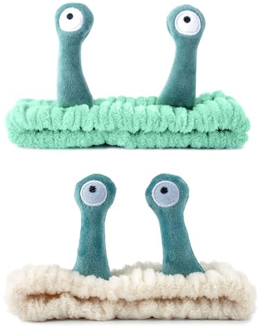 GWAWG 2 Stück Haarband Kosmetik Snail Headband Verwendung für Schminken Hautpflege Gesicht Waschen Spa Schönheit für Frauen Mädchen Grün und Weiß