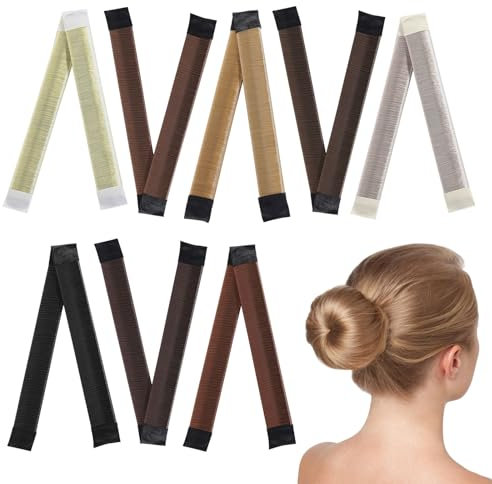SAIIURV 8 Pack Hair Donut French Hair Twist Bun Shaper for Girls Women, Magic Donut Hair Chignon Bun Maker, Fold Wrap Snap Band Styling Tool, Hair Ring Style Accessories for Dancer Ballet (Multicolor)