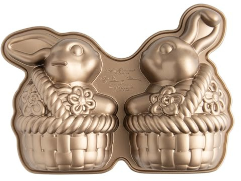 Nordic Ware Bunny in Basket 3D Cake Pan, 10 Cup, Toffee