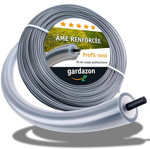 Gardazon Fil de débroussailleuse 3mm renforce 50m (Ronde) - Attention - Extrêmement résistant - Fil Coupe Bordure - Fil pour Rotofil - Bobine de Fil debroussailleuse incassable