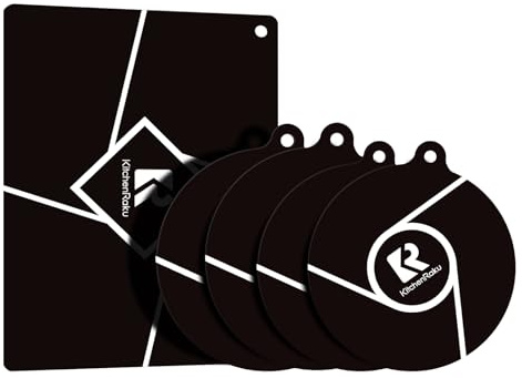 Cubre placa de inducción antideslizante, alfombrilla de protección de placa de cocción de silicona, cubierta para cocinas y cubierta para inducción antiarañazos (5, negro, 5 unidades. | 2 x 20 cm & 2