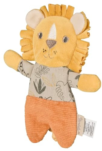 Sterntaler Knistertier Löwe Leo - Kuscheltier aus weichem Musselin und Cordstoff - Baby Spielzeug zum Kuscheln, Entdecken und Spielen, mattgelb