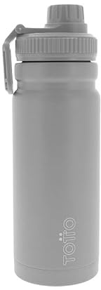 TOTTO - Botella de Agua Acero Inoxidable, 550 ml, Modelo Jet, Botella Deportiva con Asa de Agarre, Cierre Hermético, Botella Térmica, Mantiene tus Bebidas Frías o Calientes, Color Cloudy Gray