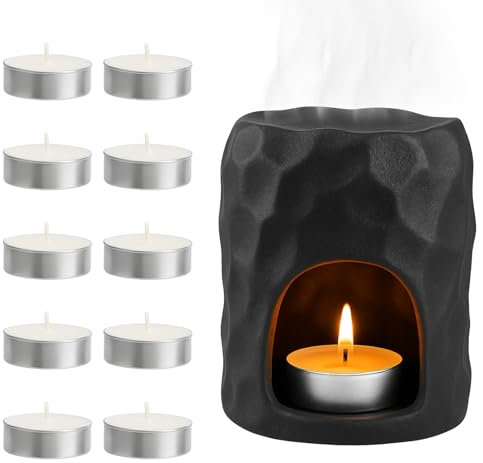 Lámpara aromática de cerámica, lámpara aromática de cerámica, lámpara aromática de cerámica con 10 portavelas, lámpara aromática, lámpara aromática para aceites esenciales, difusor de aceites