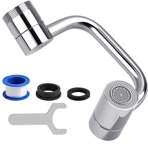 Yuio Wasserhahn Aufsatz Schwenkbar, 1080° Drehbarer Multifunktionaler Verlängerungshahn, 20/22/24 mm Gewinde Schwenkhahn mit Zwei Sprühmodi, Faucet Extender mit Adapte für Bad und Küche