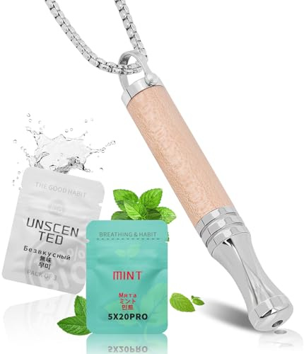 HOKHIM Chaîne respiratoire en bois véritable avec résistance – Outil de gestion du stress et de respiration sans fumée – Avec 2 filtres – Pour hommes et femmes