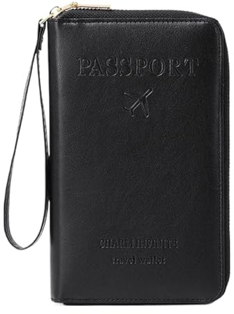 Portadocumenti - Custodia per Passaporto in Pelle PU con Scomparti Multipli per Carte - Organizzatore Portafoglio da Viaggio Portatile Impermeabile per Biglietti, Documenti, Denaro e per Uomo e