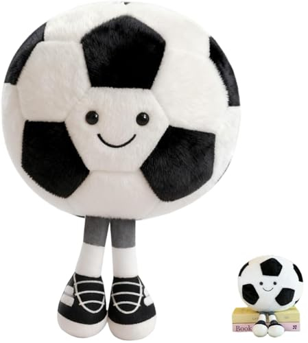 Pelota de fútbol de Peluche Suave 25 cm diseño Divertido Relleno de algodón PP para abrazar, Jugar y Decorar Habitaciones Infantiles o temáticas Deportivas