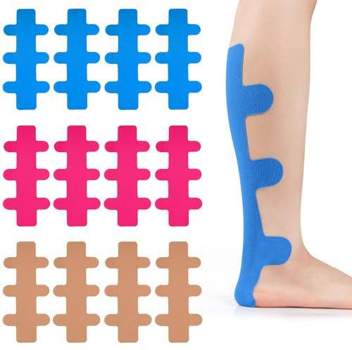 12 Stück PreCut Kinesiotapes für Fersensehne, Achillessehne Physio Tape Kinesiotapes Vorgeschnitten Muskeltape Hautfreundlich Wasserfestes Elastisches für Fersensehne Unterstützung