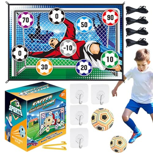 Football Ball Game Set For Kids, Interactive Outdoor Indoor Football Game, Foldable Flannel Goals, BackyardFootball Target Games With sticky Balls For 3+ Year Old Boys Girls Sports Toy Party Gift
