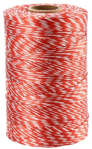 Red and White Nylon String,685ft 1.6mm UV-Resistant Nylon Cord Twine for Garden,Tomato,Climbing Plant,Tie Floristry,Fishing,Wrapping,Camping and Outdoor Survival,Netting Home Improvement