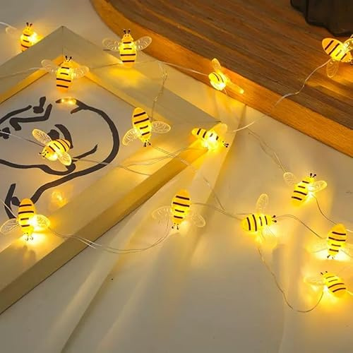 HHMTAKA Guirnalda de luces de abeja de 10 pies/3 m, 30 luces LED, funciona con pilas, regalos para mujeres, niños y niñas, cadena de luces decorativas para dormitorio, plantas, patio, fiesta, boda