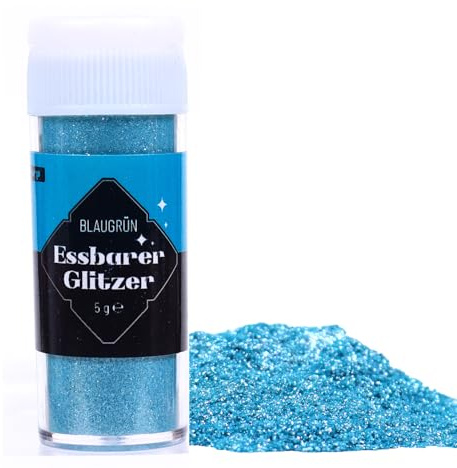 Essbarer Glitzer für Getränke Blau 5g, Geschmacklos Essbarer Glitzer, Lebensmittel Glitzers für Cocktails, Likör, Sekt, Wein, Champagner, Schokolade, Fondant, Kuchen Deko