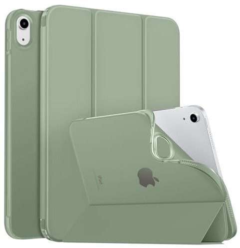 MoKo Slim Case for iPad (A16) 11th/10th Gen 2025/2022, Sage Green | Smart Protective Tri-fold Folio Standing Case, Soft TPU Translucent Back Cover, Auto Wake/Sleep, Support Touch ID