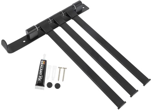 DIKACA Wall-Mount Swivel Towel Rack with 3 Bars, Black Metal Bathroom Storage Holder, Space-Saving Rotatable Towel Bar for Bathroom and Kitchen Organization
