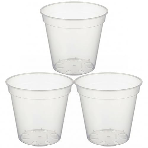 DAGLLGEW Macetas Transparentes con Drenaje, macetas de plástico Transparente Resistentes de 10 Pulgadas para orquídeas, suculentas y más, Paquete de 3 Transparentes para vivero de Plantas