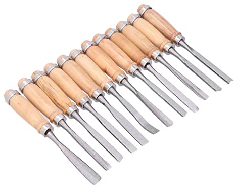 Garosa Cincel para Tornear Madera, Juego de 12 Piezas de Acero de Alta Velocidad, 8 Pulgadas de Longitud para Tallar y Cortar Carpintería