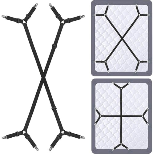 Bettlakenspanner Verstellbar - Bettlaken Halter gegen Verrutschen mit Clips