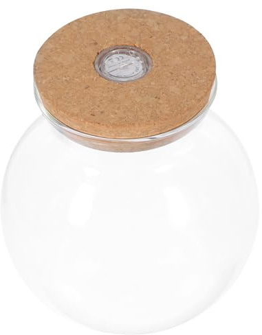 KICHOUSE Großes Glas mit Deckel aus Borosilikatglas und Holz Multifunktionales Fischglas für Selbstgemacht Mikrolandschaften und Stilvolle Beleuchtungsdekoration im Zimmer