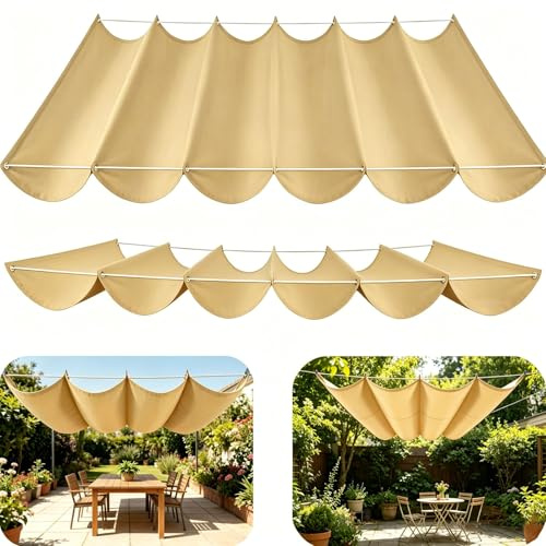 Sonnensegel Einziehbar Welle, Einziehbare Welle Sonnensegel, Verstellbar Schattenabdeckung Sonnenschutz Pergola, Maßanfertigung Möglich, für Garten Außenbereich-Sand Yellow||200x250cm