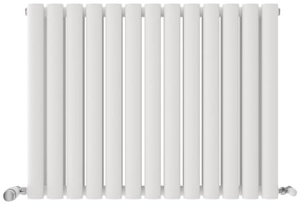 iBathUK Strata Wall-Mounted Horizontal Double Oval Panel Radiator, 13 Column Steel High Thermal Output Hydronic Central Heating, Designer Modern Radiator in Matt White, 600×767mm