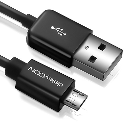 deleyCON 0,5m Micro USB Ladekabel Datenkabel Kompatibel für Android Handys Smartphones Tablets MP3 Player Kameras uvm. - Schwarz