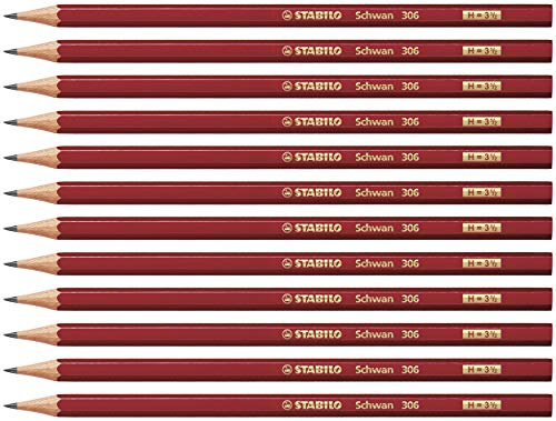 STABILO - Bleistift - Schwan in rot - Härtegrad H - 12er Pack