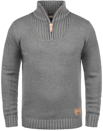 Solid Petro Jumper för män, tjock stickad pullover, tröja med dragkedja, L