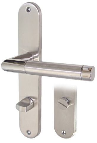 Edelstahl Türbeschlag Modell Hit II Langschild WC Türdrücker
