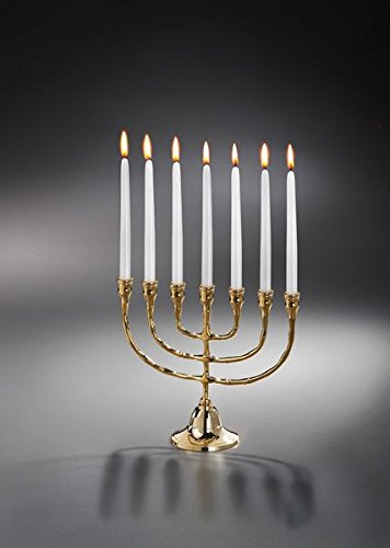 Menora Messing Höhe 20 cm, 7-Armiger Kerzenleuchter