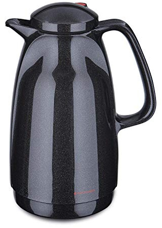 ROTPUNKT Isolierkanne 227 Bella 1,5 l | Zweifunktions-Drehverschluss | BPA-frei - gesundes Trinken | Made in Germany | Warm + Kalthaltung | Glaseinsatz | Sparkling Black