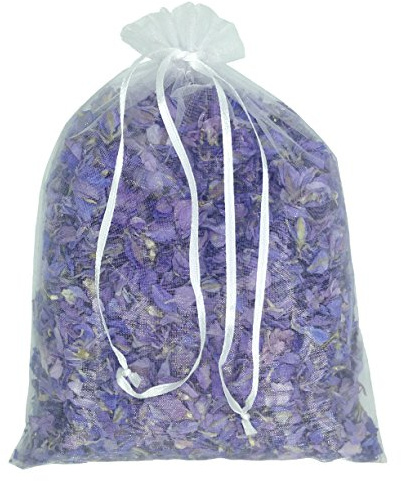 Truly Madly Deeply Purple 1 Litre Natural Biodegradable Delphinium Petals with a White Organza Bag - Wedding Throwing Confetti